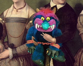 Ye old My Pet Moster, funny altered art, digital download art, whimsical fantasy, 80s nostalgia, my pet monster, vintage toys