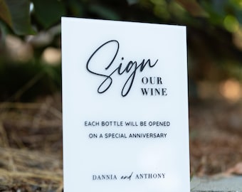 Acrylic Wine Guest Book Sign: Modern Wedding Alternative (8x10 inches)