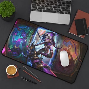 Arcane Premium Jinx Mouse Pad | League of Legends Desk Mat | Gift For Gamer | Anime Mouse Pad | Valentine Days Gift