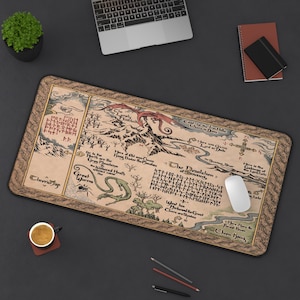 LOTR Mittelerde Karte Mousepad | The Hobbit Map Schreibtischunterlage | Geschenk für Gamer | Muttertagsgeschenk
