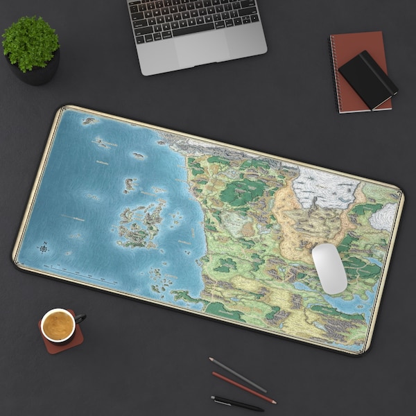 Sword Coast Map Mouse Pad |  Dungeons & Dragons Map Desk Mat |  Forgotten Realms Mat | Gift For Gamer | Anime Mouse Pad