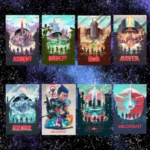 2023  Valorant Maps | Poster Reyna | Jett Valorant Gaming | Gamer Painting |  Kawaii Game Room Decor | Ascent | Split | Haven