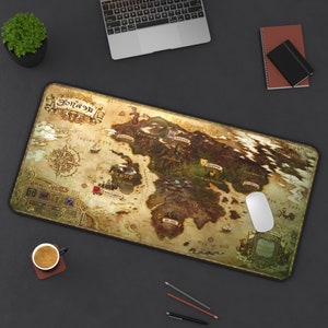 Final Fantasy XIV: Een herboren kaart Eorzea van het Rijk Muismat | FFXIV Wereldkaart Bureaumat | Anime-muismat | Moederdag cadeau