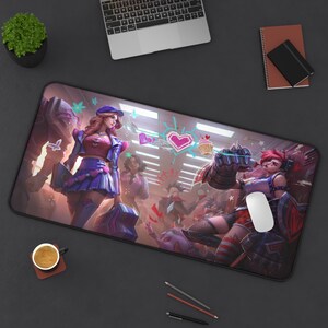 Arcane Vi and Caitlyn Mouse Pad | League of Legends Mouse Pad | Arcane Gift Gaming Desk Mat | Anime Mouse Pad | Gift for Gamer
