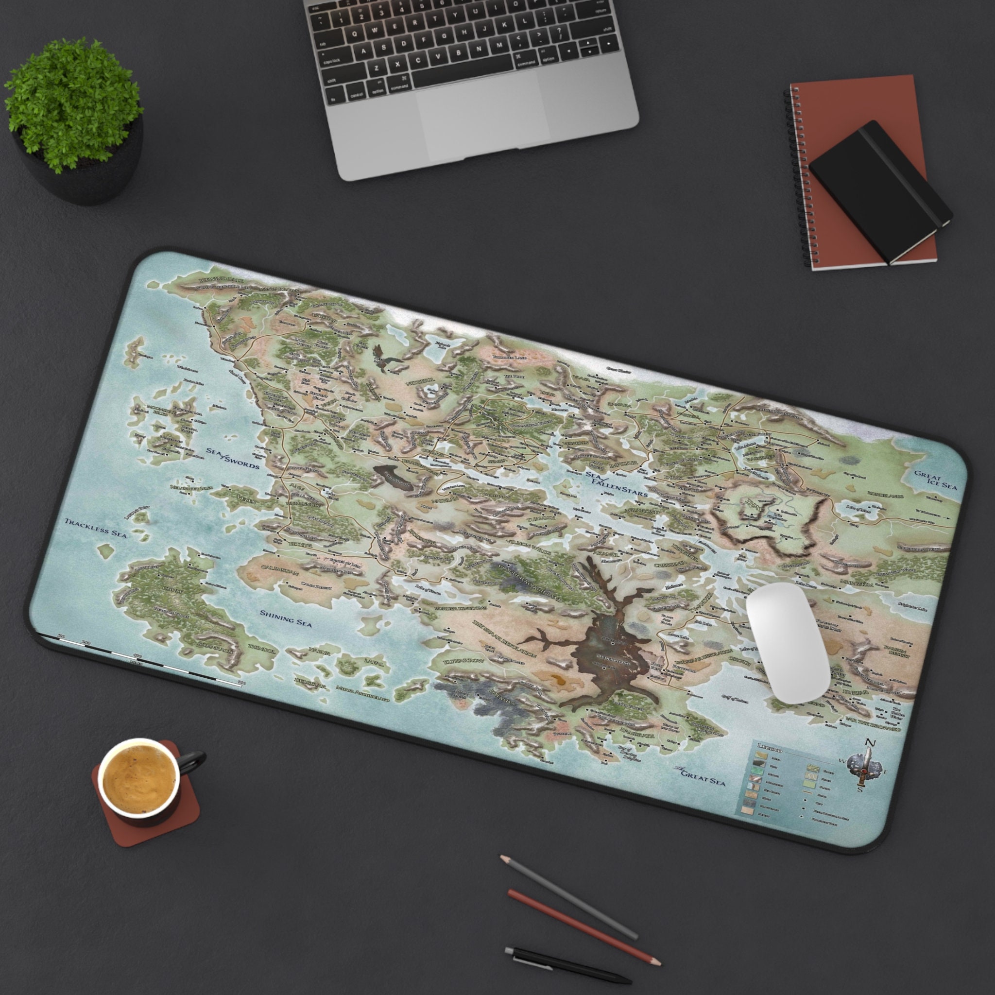 Tapis de souris de carte des donjons et des dragons | de bureau Royaumes oubliés | Cadeau pour joueur | Tapis de souris animé | Cadeau fête des mères