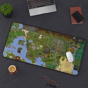 Personalisierte Osrs Weltkarte Schreibtischmatte | RuneScape Weltkarte Mauspad | Anime Schreibtischmatte | Geschenk für Gamer | Muttertagsgeschenk