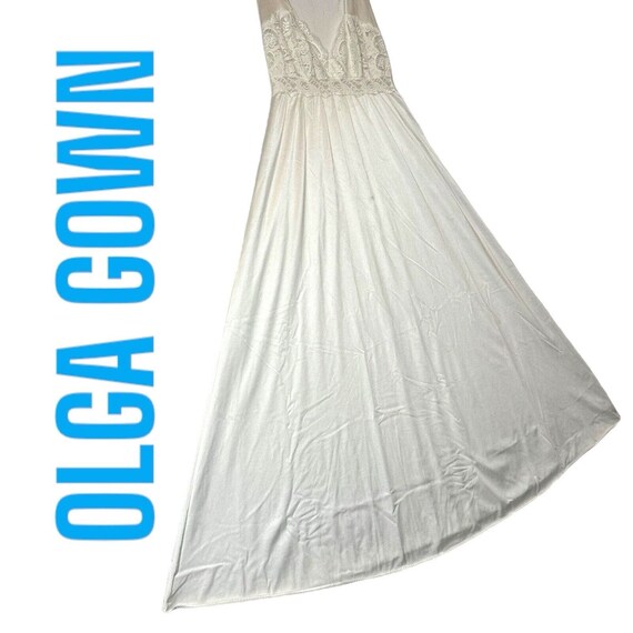 VINTAGE OLGA Womens Long Creamy White Nightgown s… - image 1