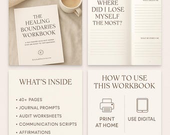 Self Guided Journal for Women, Boundaries Workbook, Digital Mental Health PDF