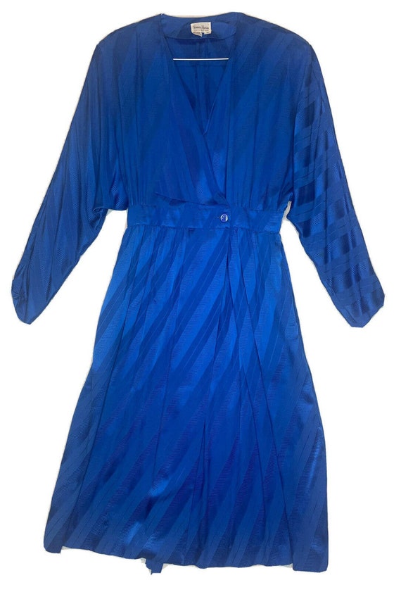Vtg 70’s Neiman Marcus Womens Blue 100% Silk Dress