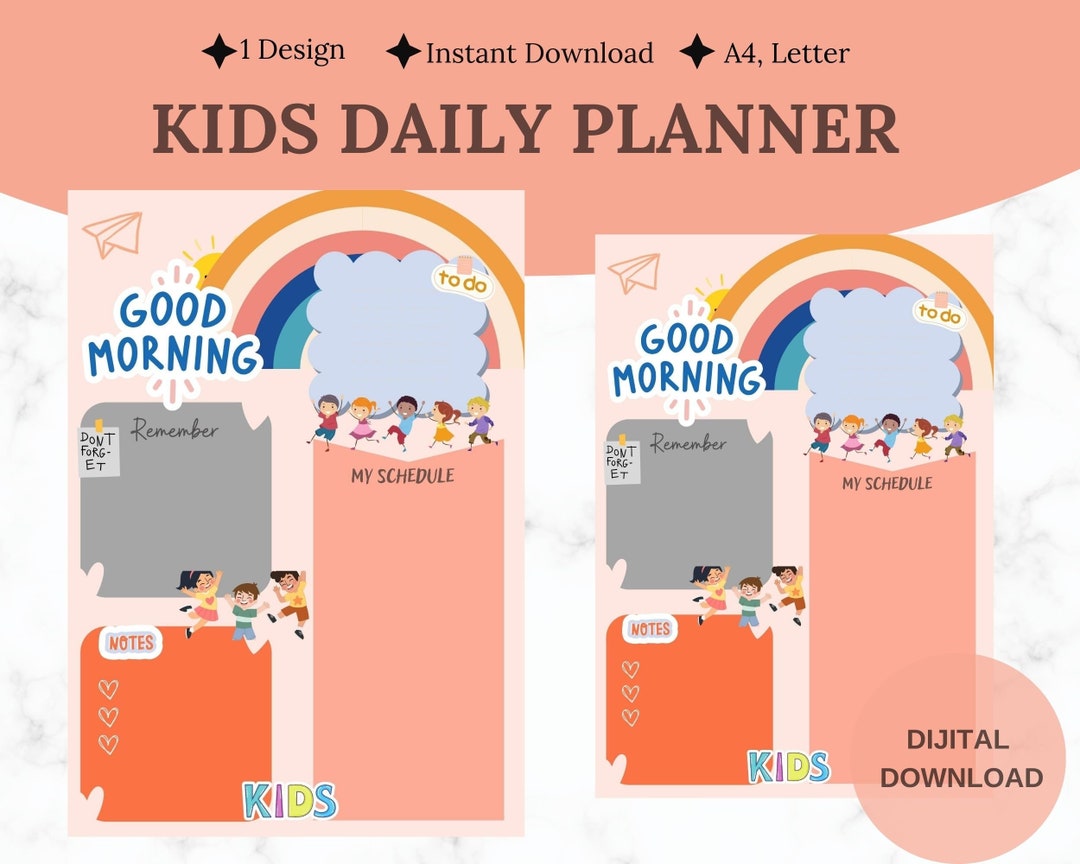 Kids Daily Planner Printable Planner for Kids Diary for - Etsy