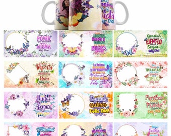 Plantillas para taza Día de la Mujer, Diseños de sublimación, Mug Wrap JPG, plantilla de taza de 11 oz y 15 oz, descarga digital.