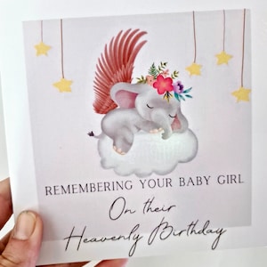 Carte d'anniversaire pour une petite fille ange, carte de joyeux anniversaire céleste, en souvenir de votre petite fille, perte de bébé, deuil