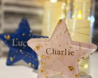 Personalised Resin Star Keepsake, Custom Name Memorial Star, Baby Loss Remembrance Gift, keepsake, Nursery Decor