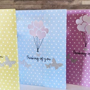 Carte pensée à vous faite main, carte de sympathie personnalisée, détail papillon et pois, carte pense à vous, carte perte de bébé, souvenir
