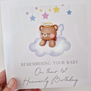 Premier anniversaire céleste, bébé ange, carte de joyeux anniversaire céleste, souvenir de votre bébé, perte de bébé, deuil