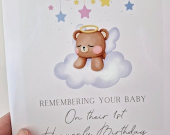 First Heavenly birthday, angel baby, happy Heavenly birthday card, remembering your baby, baby loss, bereavement