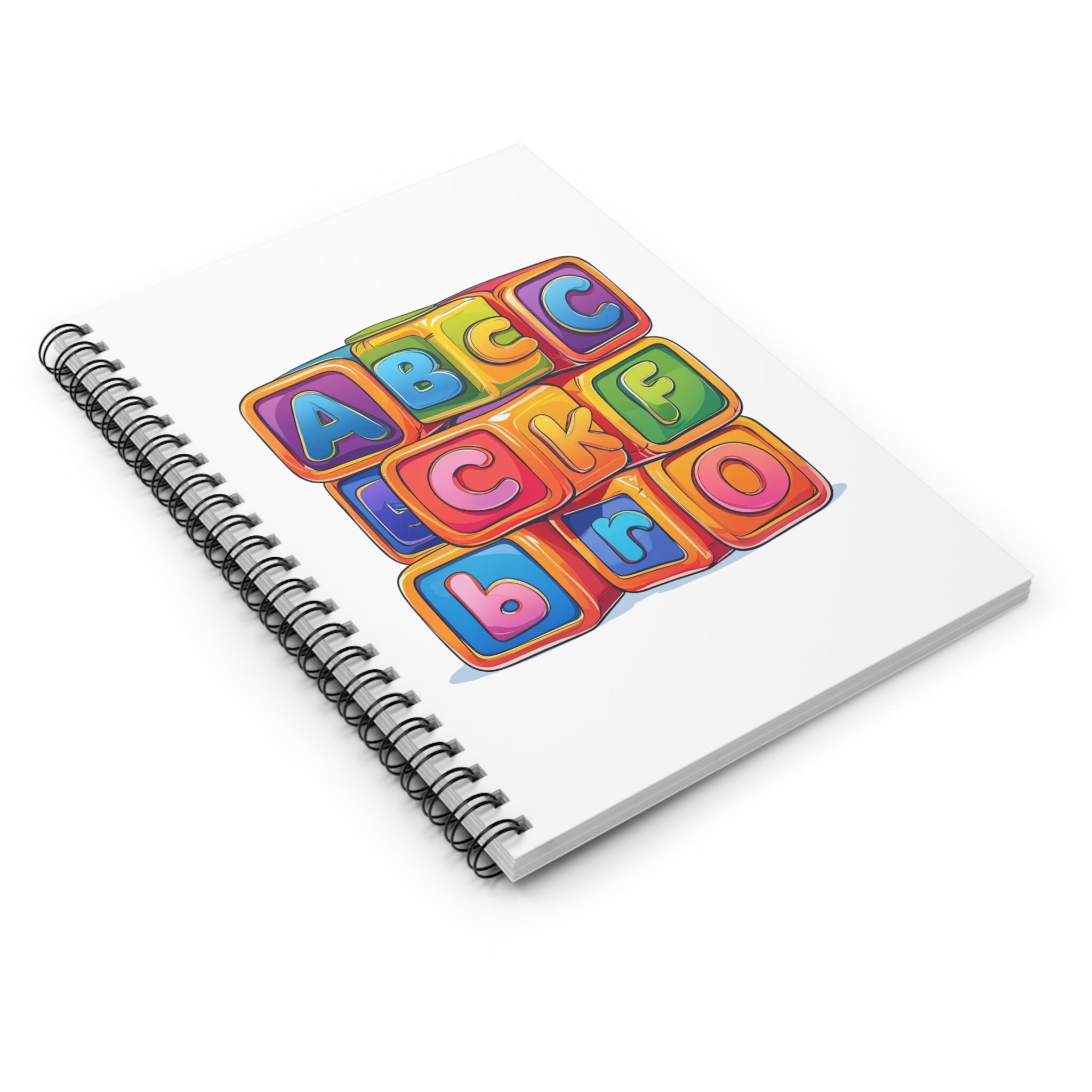 Notebook Blocks Alphabet Blocks Spiral Notebook Kids Ruled Journal 90GSM Colorful ...