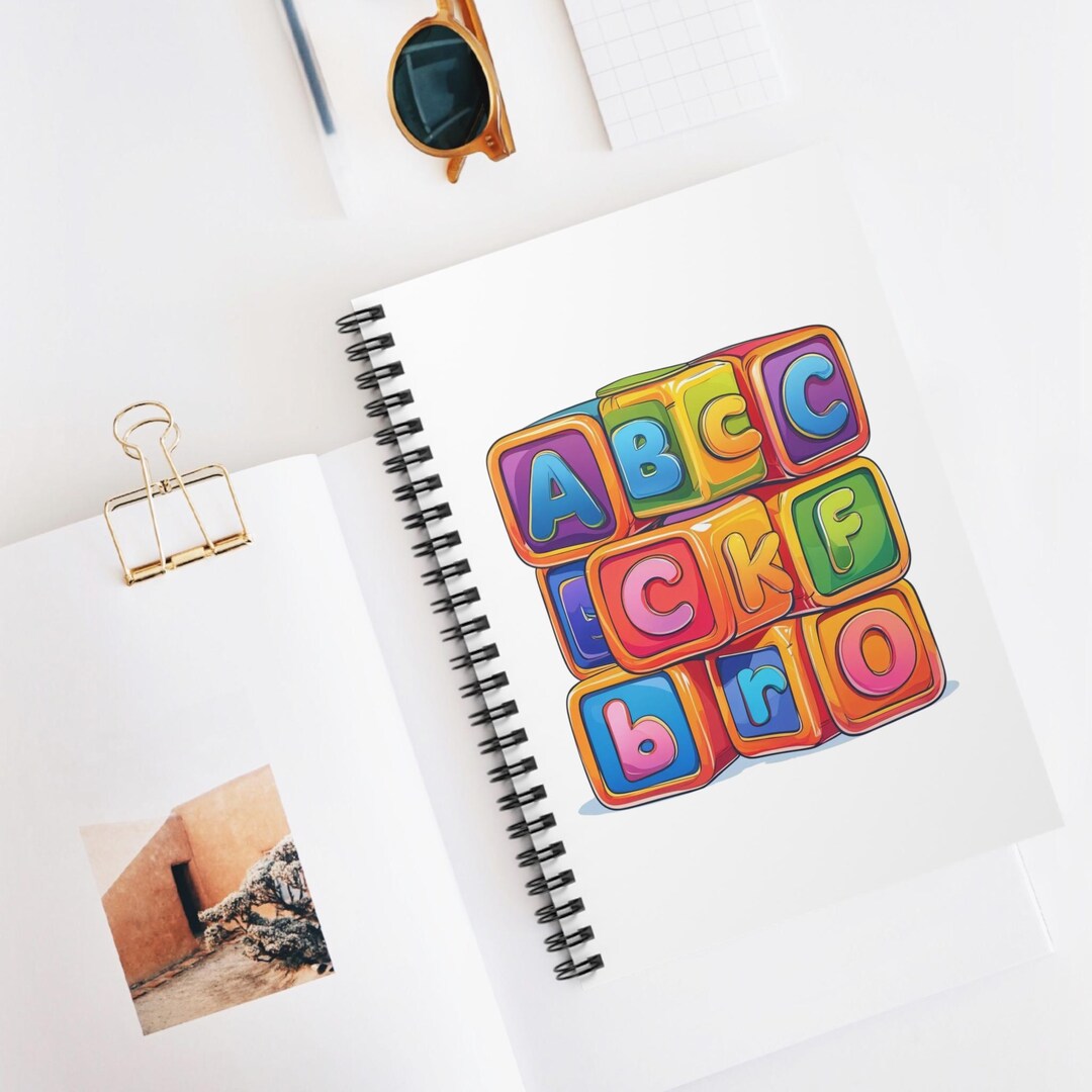 Notebook Blocks Alphabet Blocks Spiral Notebook Kids Ruled Journal 90GSM Colorful ...