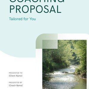 Life Business Coaching Proposal Template, Editable Canva, 10 Page, Green Blue, Instant Download