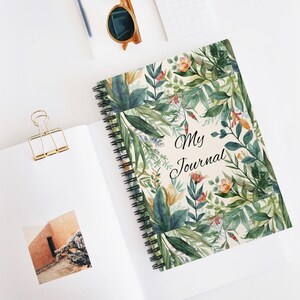 Vintage botanisches Spiralblock 6 x 8 Journal, linierte Seiten, 90 g/m² Papier, Tasche, flache Bindung, kompaktes Notizbuch