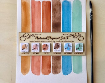 Handmade Watercolor Set 3, Handmade mineral watercolor paint, Travel watercolor palette, Eco paints, Watercolor supplies