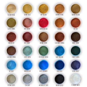 Gran juego de pigmentos minerales naturales para hacer acuarelas, pigmentos ocres puros, tonos tierra para crear colores, suministros para hacer pinturas, regalo para artistas