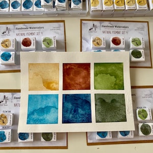 Handmade Watercolor Set 4, Handmade mineral watercolor paint, Travel watercolor palette, Eco paints, Watercolor supplies