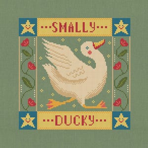 Smally Ducky Cross Stitch Pattern, Cute Duck Embroidery, Cottagecore Bird Needlepoint, Digital Pattern Xstitch for Beginner