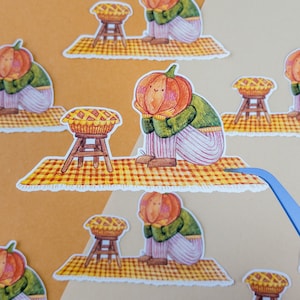 Tarte à la citrouille - Sticker Bullet Journal, vintage de papeterie de planificateur de scrapbooking, autocollant nature découpé avec des matrices, bujo, journalisation