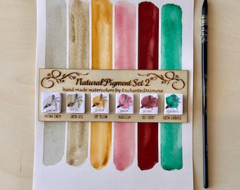Handgefertigtes Aquarellset 2, ungiftige französische Pigmente, hohe Pigmentierung und Körnung, mattes Finish, Künstlerqualität