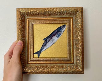 Big Sardine Original Miniature Oil Painting