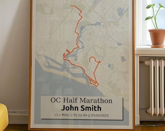 OC Half Marathon Custom Map Poster: Personalized Runner Gift