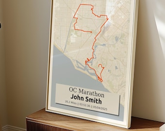 OC Marathon Map Print: Personalized Runner Gift