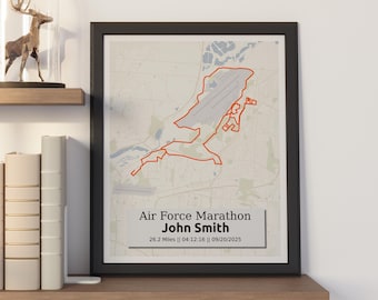 Air Force Marathon Custom Map Print: Personalized Runner Gift