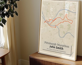 Pittsburgh Marathon Custom Map Print: Personalized Runner Gift