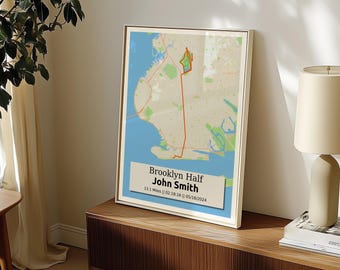 Brooklyn Half Marathon Custom Map Print: Personalized Runner Gift