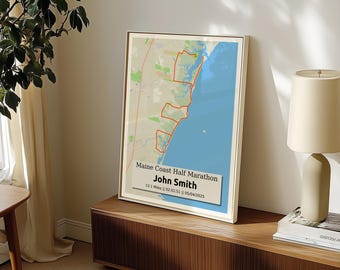 Maine Coast Half Marathon Map Print: Personalized Runner Gift