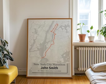 Personalized NYC Marathon Map Print: Custom Runner Gift