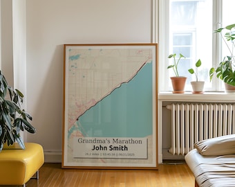 Grandma's Marathon Custom Running Map Print: Personalized Runner Gift