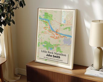 Little Rock Marathon Custom Map Poster: Personalized Runner Gift