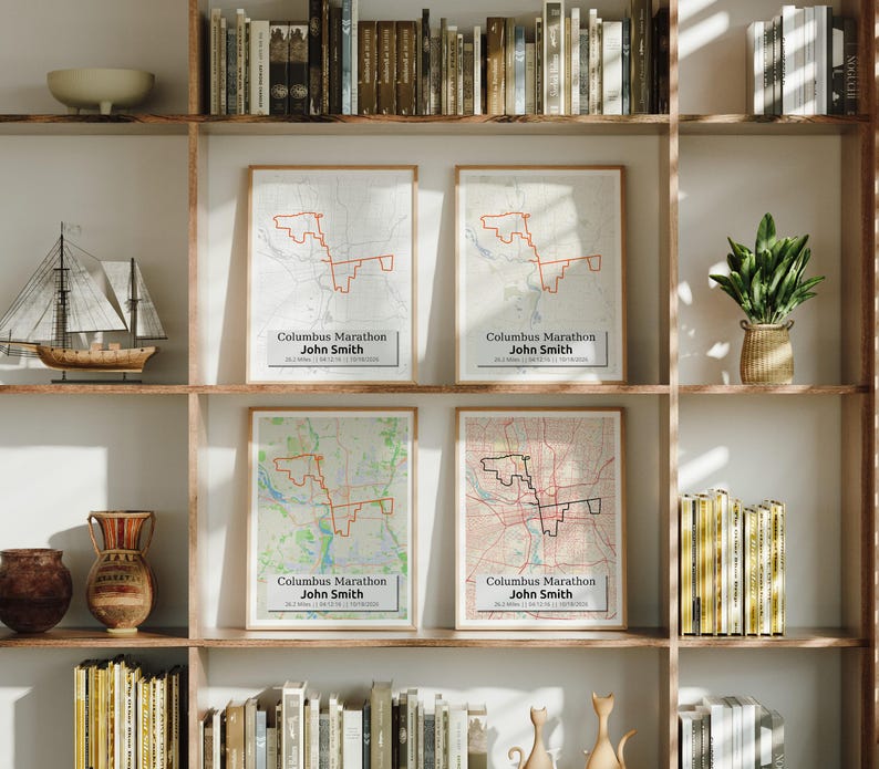 Columbus Marathon 2026 Poster, Personalized Route Map Gift With Name ...