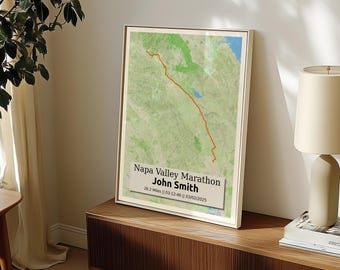 Napa Valley Marathon Custom Map Print: Personalized Runner Gift