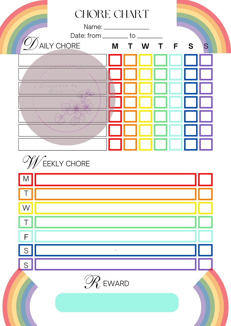 Rainbow Kids Chore Chart - Etsy