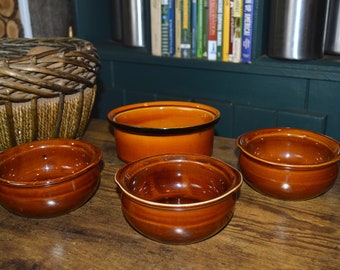 Set of 4 Brown 60's Ceramic Serving Bowls Vintage Serving Bowls