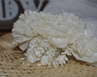 Vintage 3 tier Comb Tulle Wedding Veil 27 Inches Vintage Bridal Veil