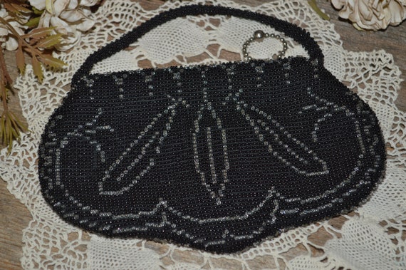 Small Black Beaded Made In Czechoslovakia Hand Ba… - image 6