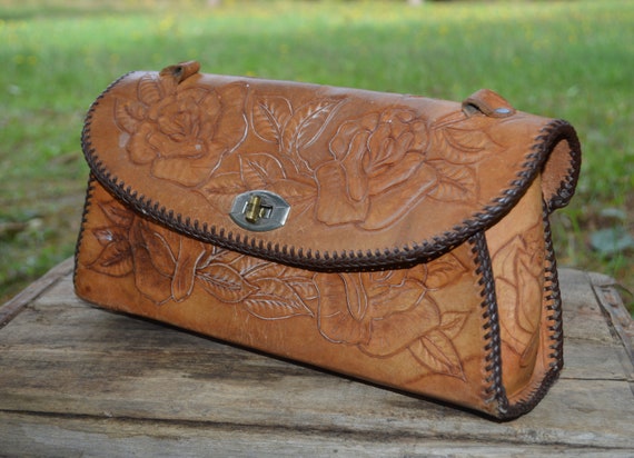 Mexican Leather Envelope Crossbody Bag Large- Hand Tooled