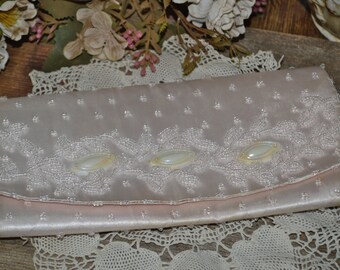 Pale Pink Satin Bead Hand Bag Hong Kong Clutch Vintage Satin Clutch