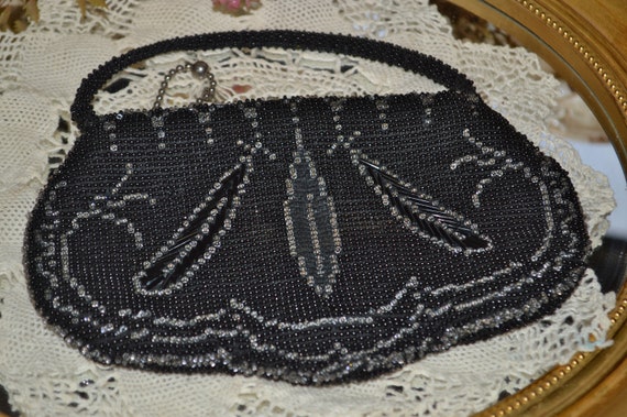 Small Black Beaded Made In Czechoslovakia Hand Ba… - image 4