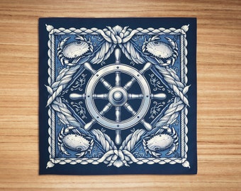 Einseitig bedrucktes Halstuch mit nautischem Motiv, Muttertagsgeschenk für Mama, Ozean-Meer-Haustier